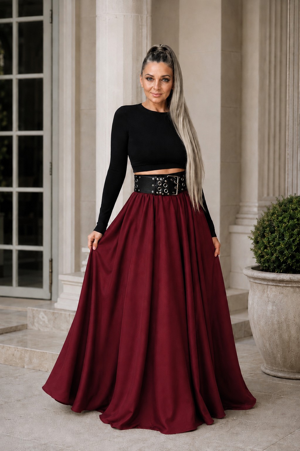 Dlouhá sukně - maxi sukně - BOROS_SK_L_RED 06